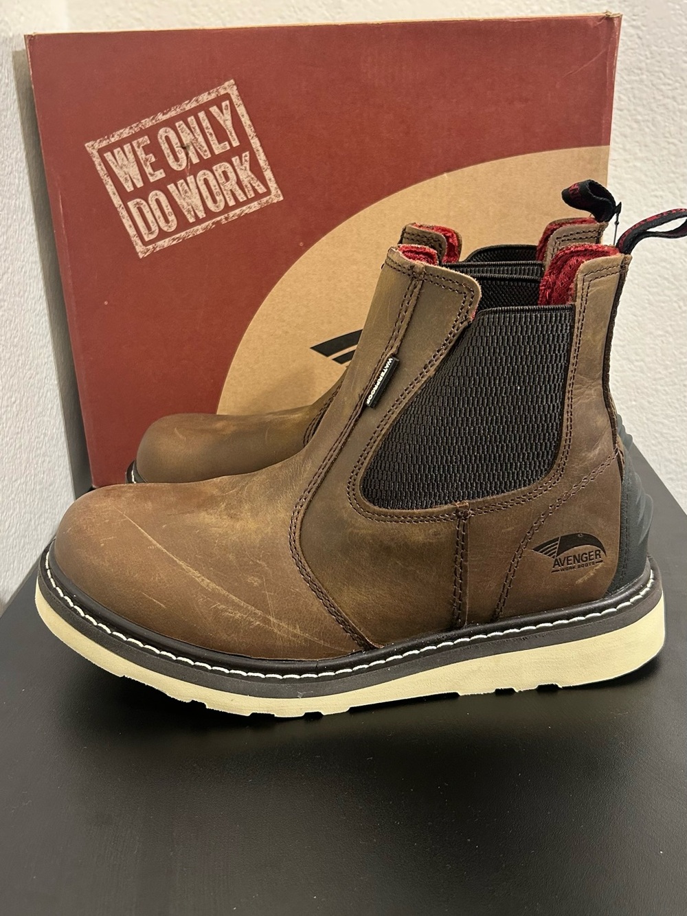 Avenger Work Boots A7510 Wedge Romeo Soft Toe Brown Men’s 9W - Picture 4 of 11
